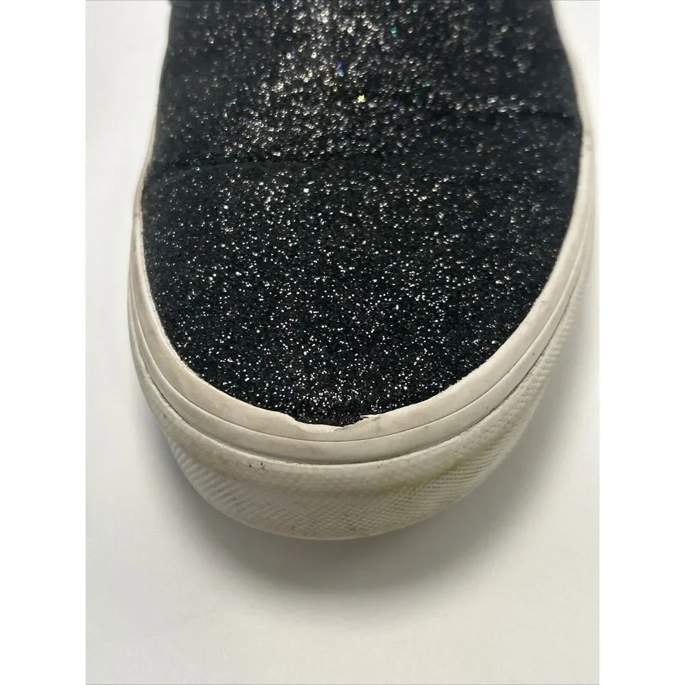 Vans Off The Wall Glitter Girl's Size 5 Slip On Shoes Black